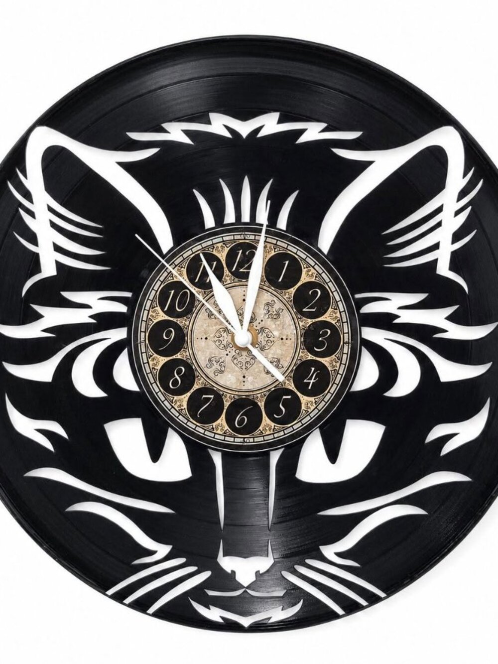 TRIBAL CAT vinyl record clock